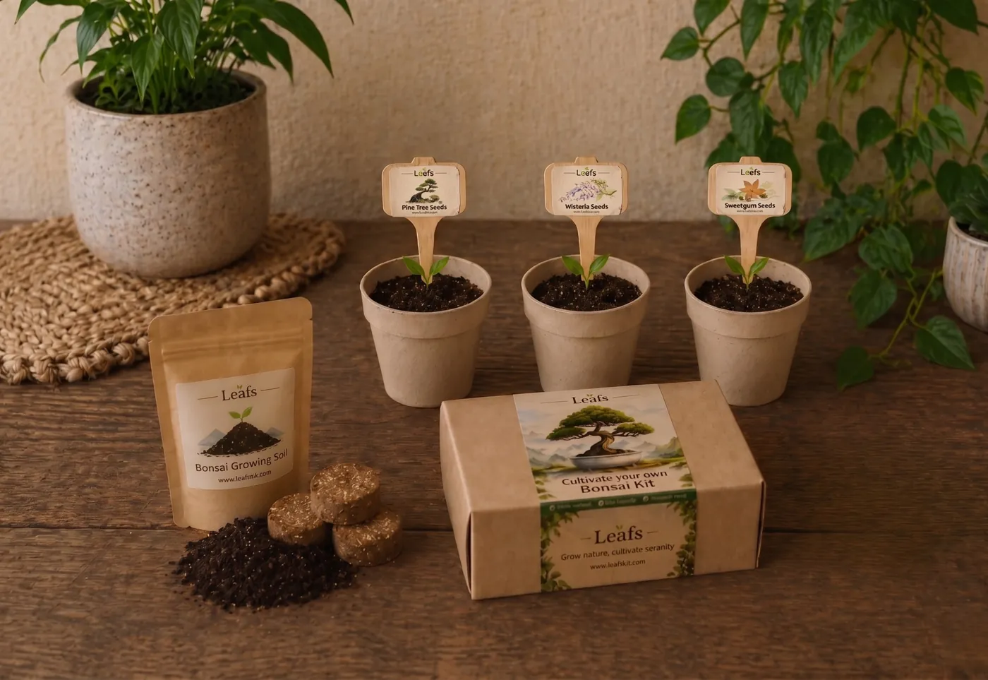 Ensemble du kit Leafs bonsaï